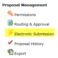 Proposal management menu